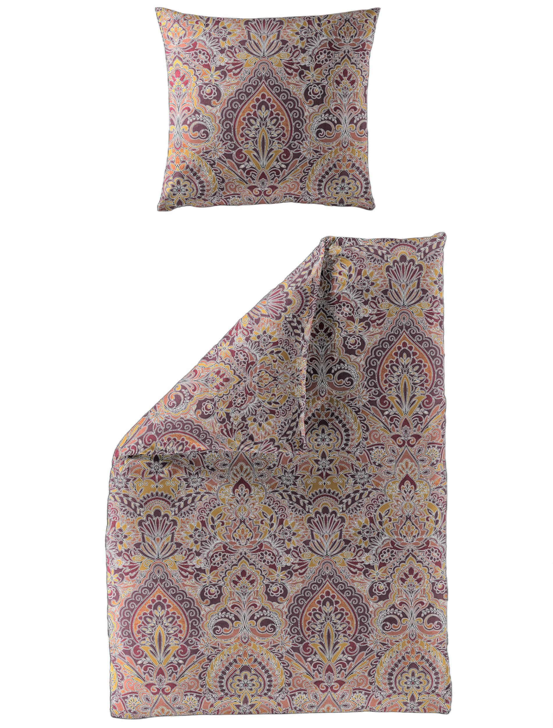 BIERBAUM Bettwäsche Paisleymuster – 3846, lachs, Biber, 155x220 / 80x80 cm