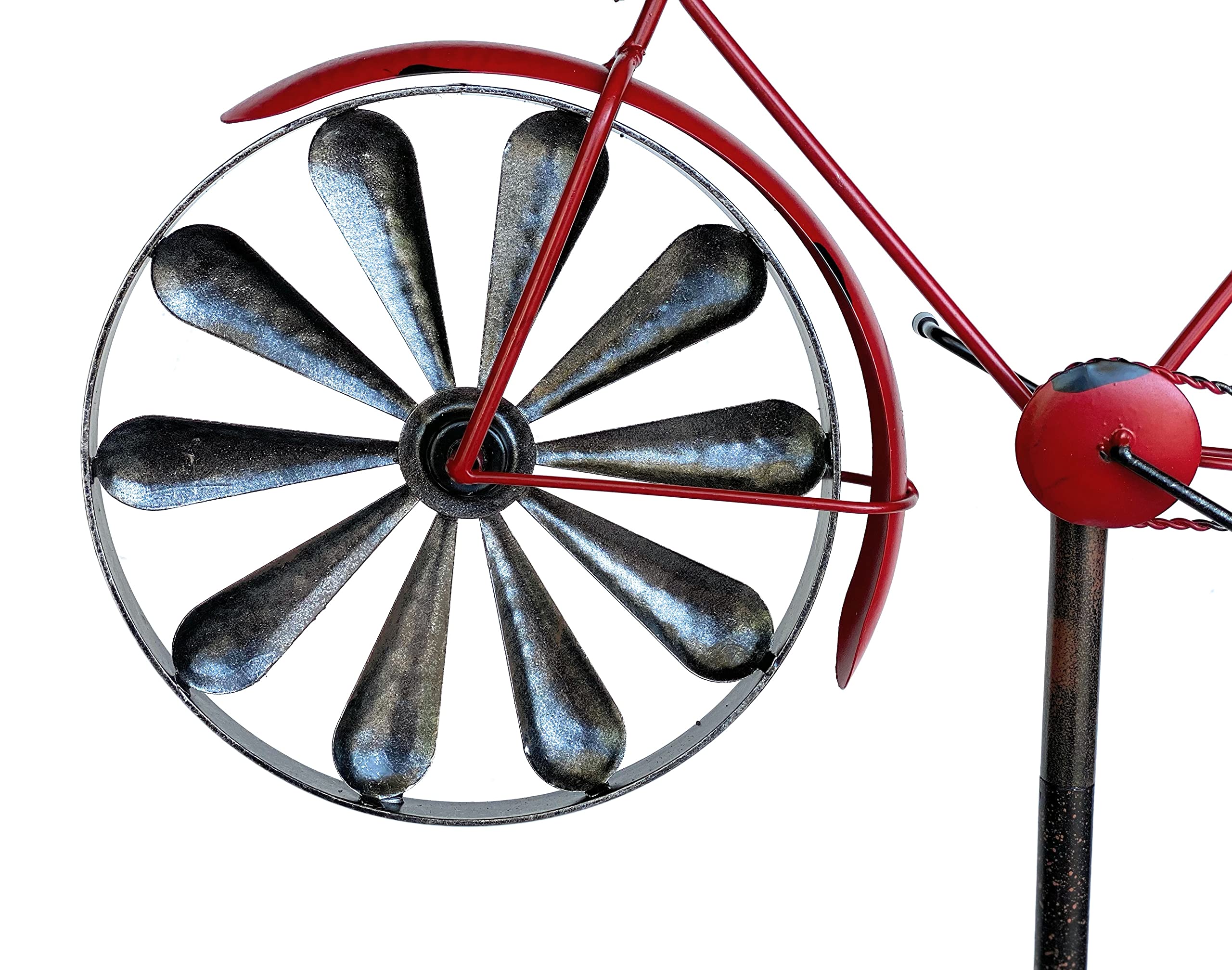 DanDiBo Paletto da giardino in metallo per bicicletta, XL, 160 cm, rosso, 96100, stile shabby, con girandola a vento, resistente alle intemperie, decorazione da giardino