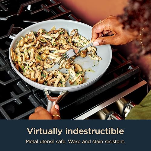 Miniatura 3 de Ninja Ceramic Pro Juego de utensilios de cocina de cerámica de 11 piezas, juego de ollas y sartenes antiadherentes con tapas de vidrio, no tóxico,