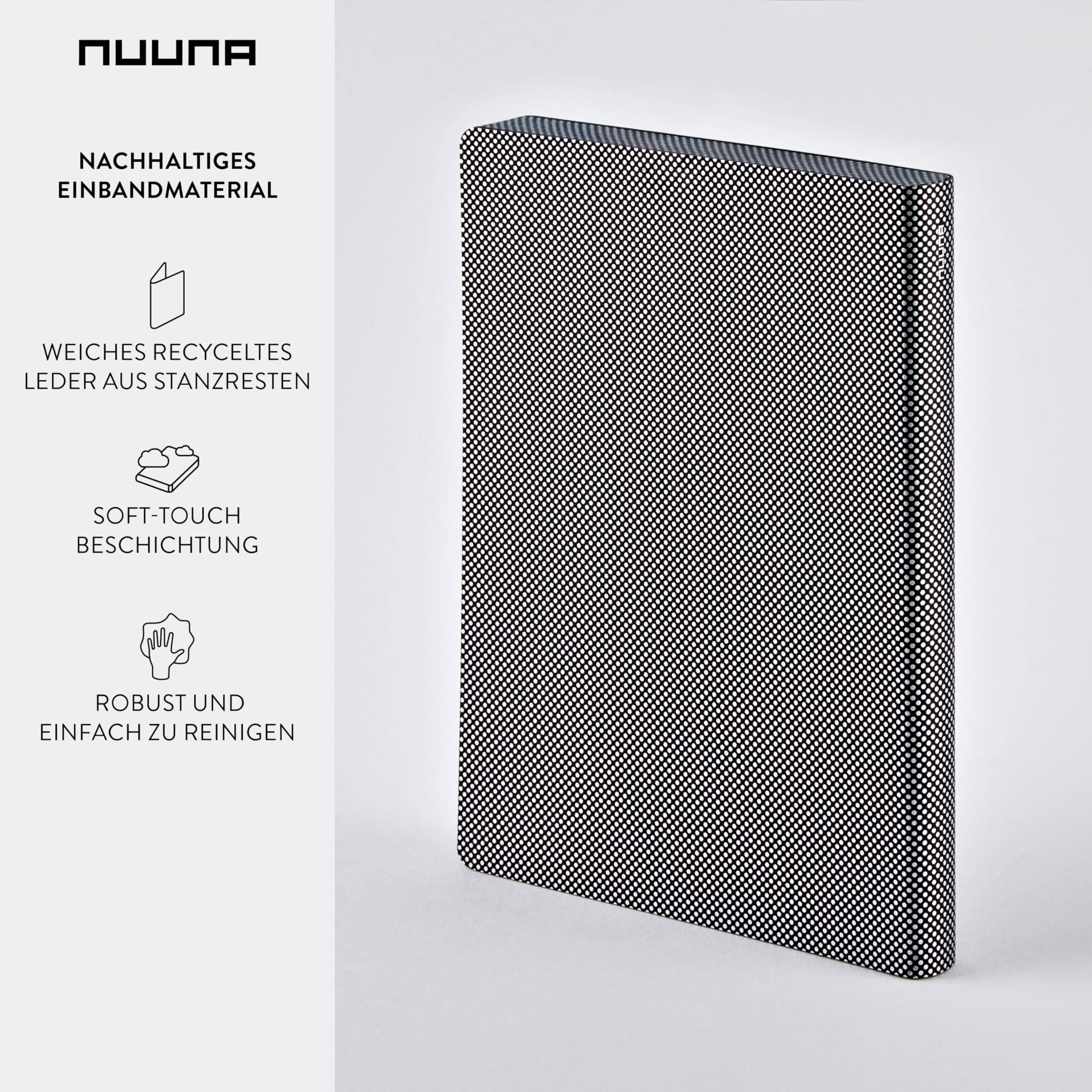 Nuuna Notizbuch A5+ Graphic L - Everything Starts From A Dot, Leder schwarz