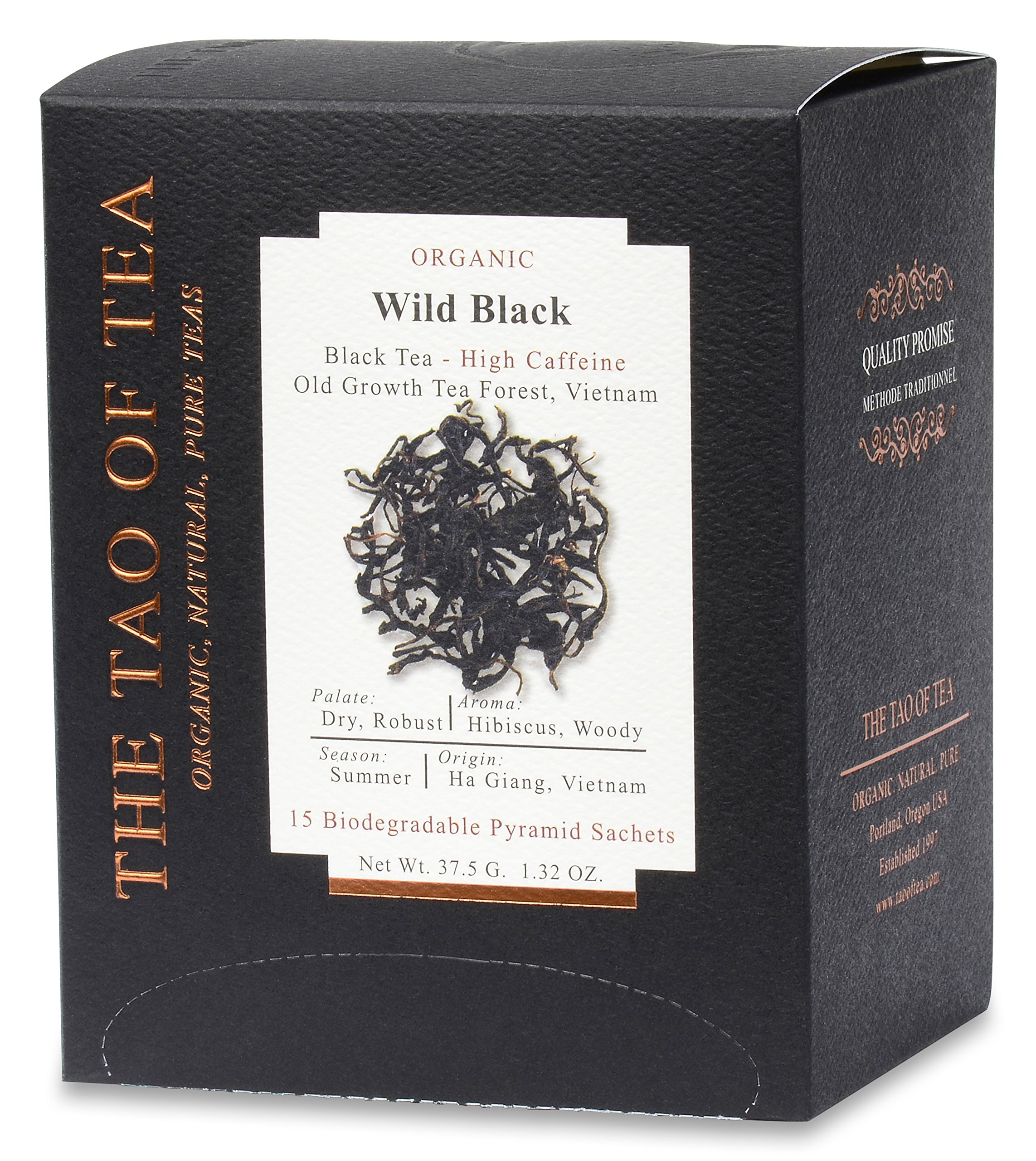 The Tao of Tea, Wild Black, Certyfikowana organiczna czarna herbata, Pudełko 15 saszetek w kształcie piramidy