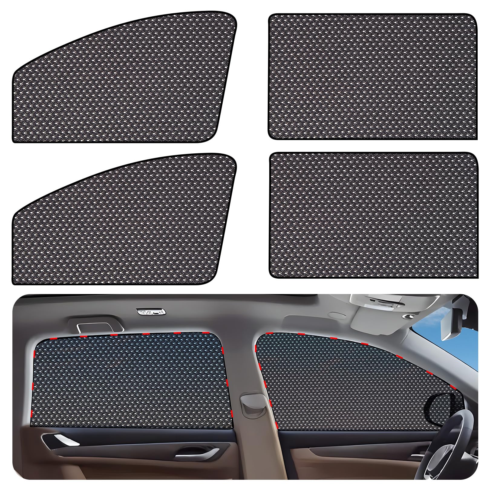ZATOOTO Car Window Shades, Car Window Covers Baby Breathable Mesh UV Heat Protection Universal Fit for Most Vehicles Easy Magnetic Installation Perfect for Camping Travel Napping