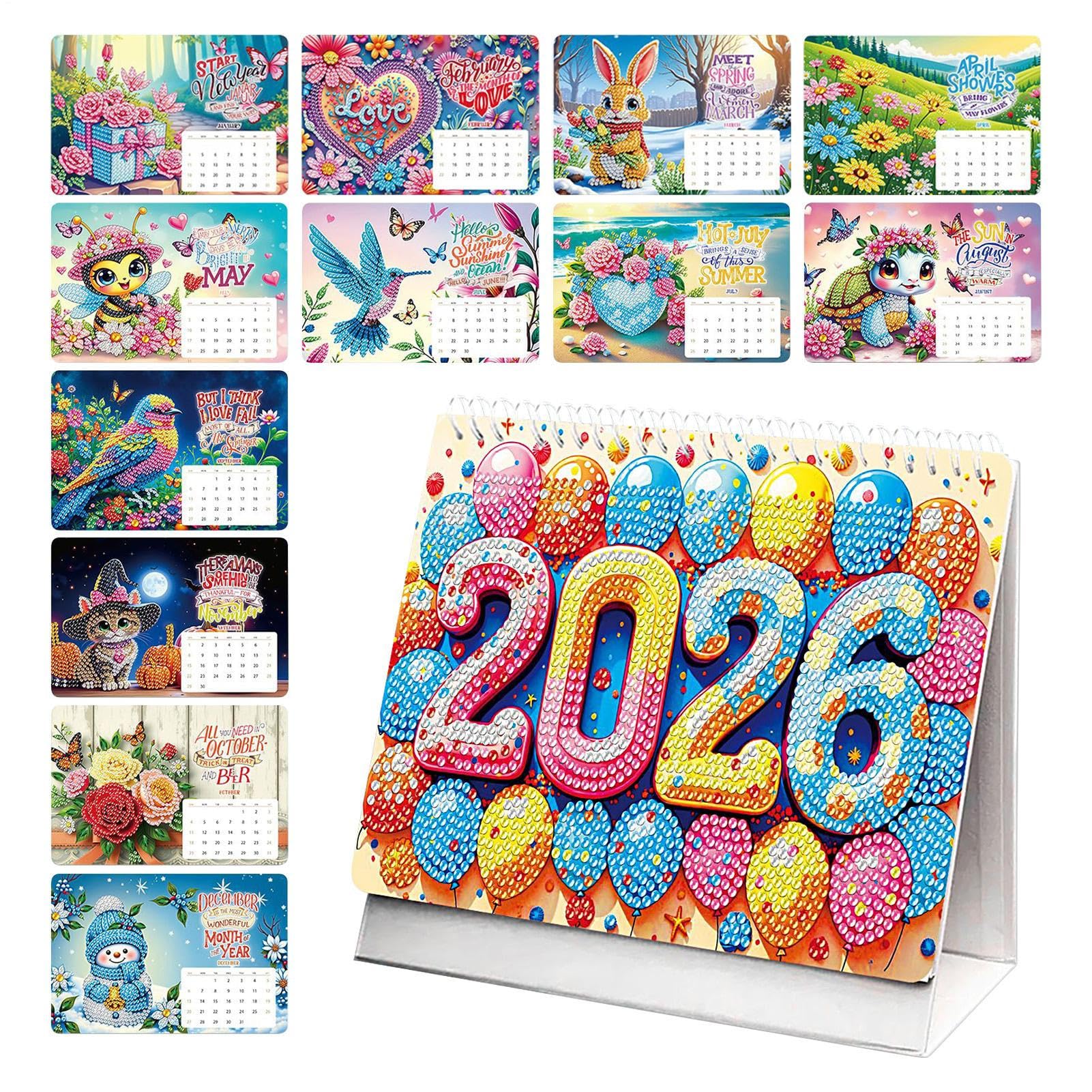 Calendario da Tavolo 2026 Planner Mensile e Decorazione Casa | Calendario da Tavolo Strass Art 2026 Planner per Scrivania per Ufficio, Scuola, Insegnante, Studente, Famiglia, Natale