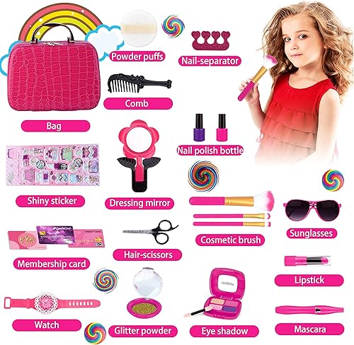 Kit de maquillaje para niños para niñas kit de maquillaje lavable juguetes para niñas juguetes de maquillaje seguros no tóxicos juego de belleza