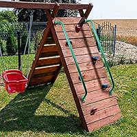 Vista 4 de Lounsweer 4 piezas de accesorios de parque infantil, asas de seguridad de metal verde, mango de escalera para casa de juegos, mango largo verde