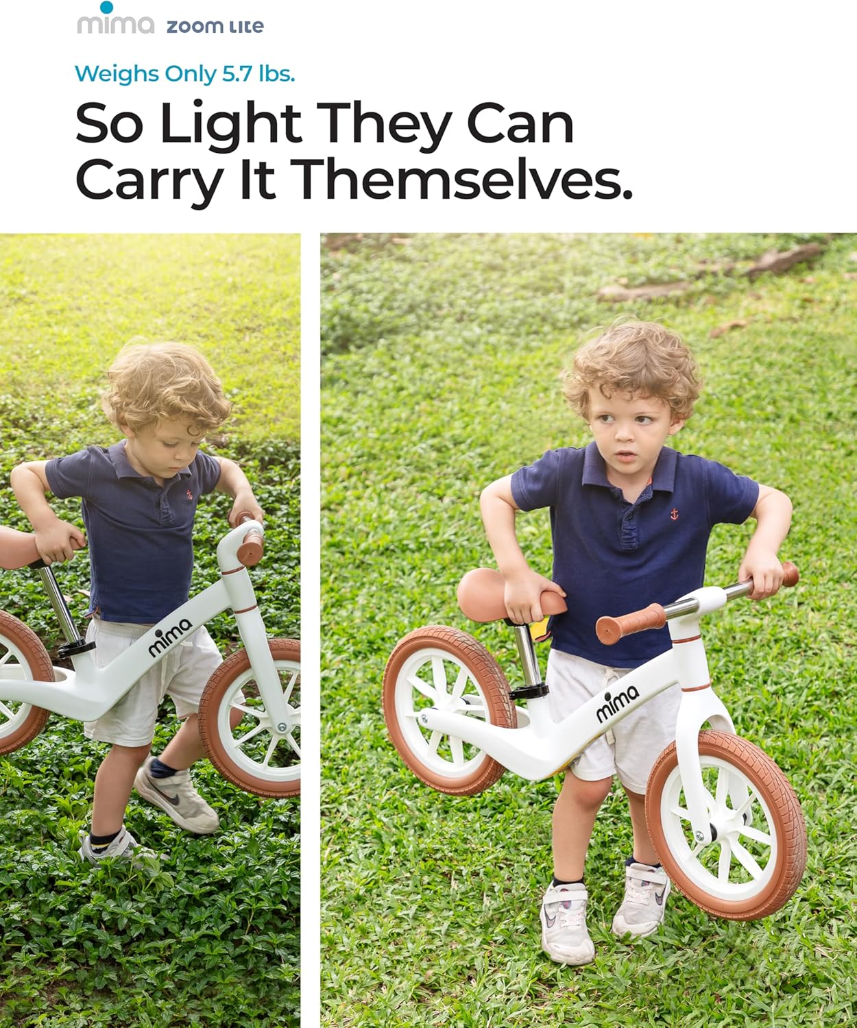 Mima Zoom Lite No Pedal Bike for Kids Ages 2, 3, 4 and 5 | Ultra-Lightweight Balance Bike | Adjustable Seat | Puncture-Proof Wheels| Modern Toddler Ride-On Toy