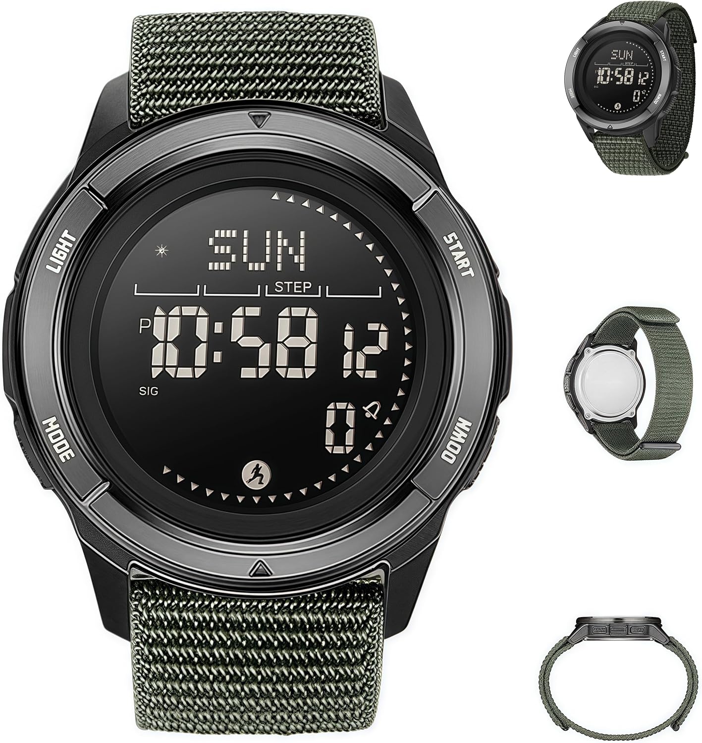 Military Digital Chronograph Watch - Luminous LED Dial for Low Light Visibility, Water Resistant, Durable Comfortable Nylon Strap, Unisex Black Design for Outdoor Sports & Daily Use