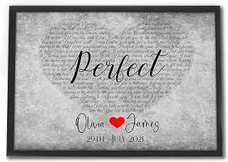 Any Song in a heart First Dance Wedding, Anniversary, Engagement, Valentine's Day Gift, Framed or Unframed Lyrics Print, Gifts for her gifts for him