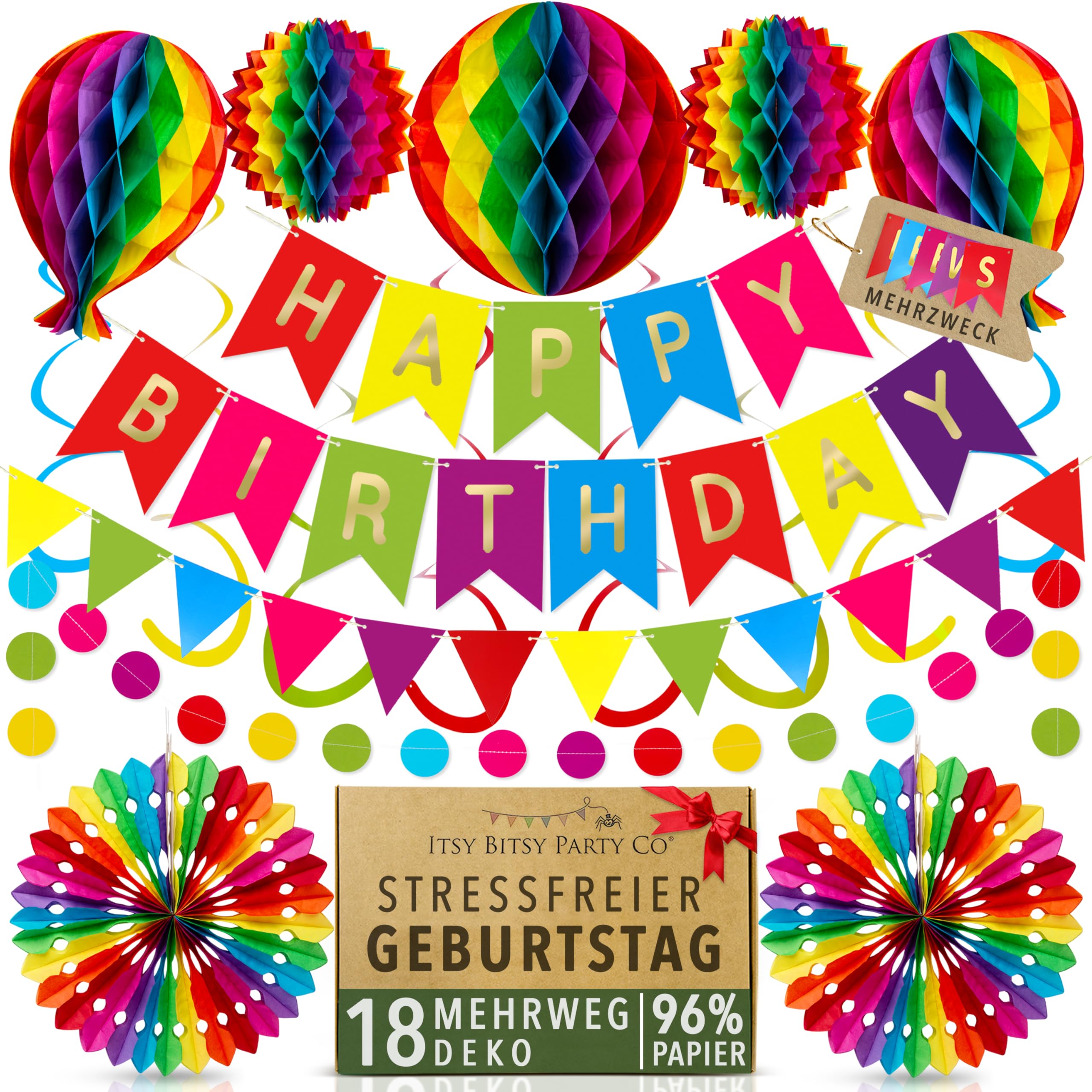 Regenbogen Geburtstag Deko Set