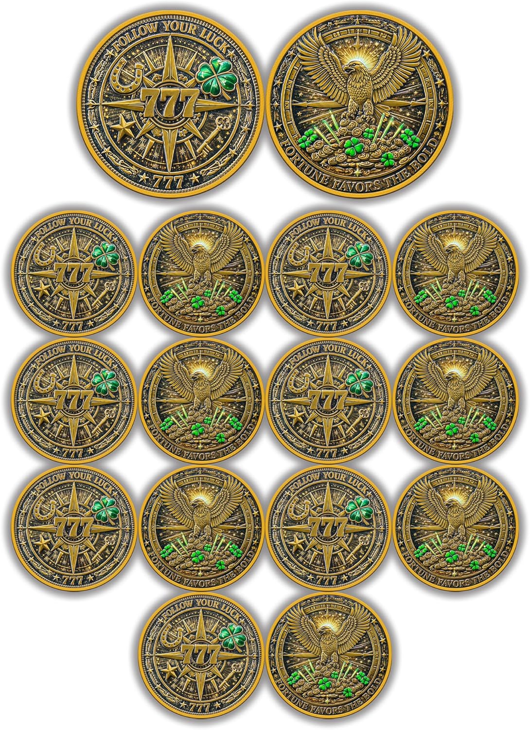 Good Luck Elephant - Leaf Clover Lucky Coin – Lottery Ticket Scratcher Tool & Good Luck Charm, Prosperity-Boosting Gift for Instant-Win Dreams - Success & Good Luck Token (luck-Eagle-16)