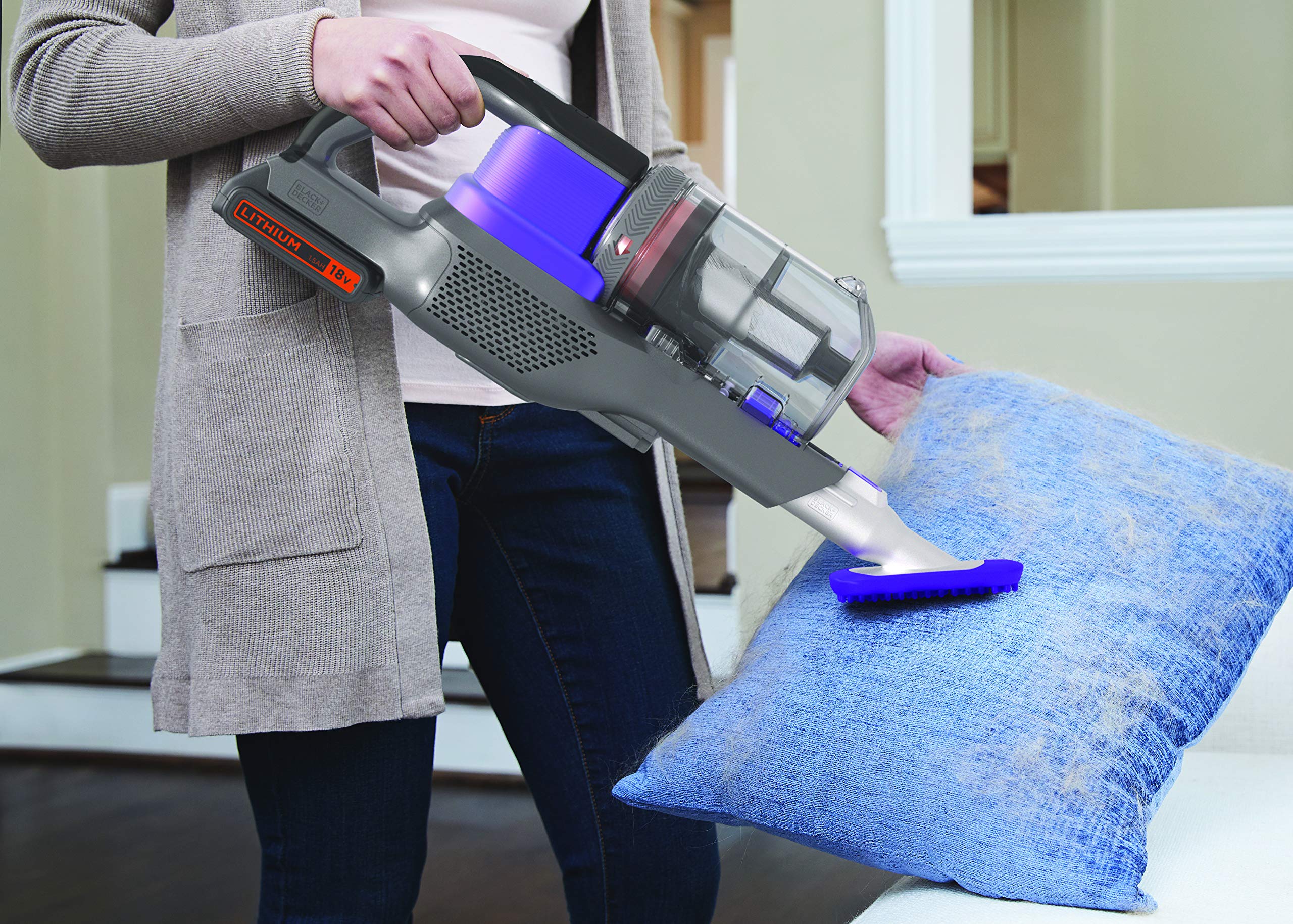 Black+Decker BDPSE1815P Aspirador de Escoba sin Cable Power Series Extreme 18V con Batería Litio 1.5Ah Especial Mascotas