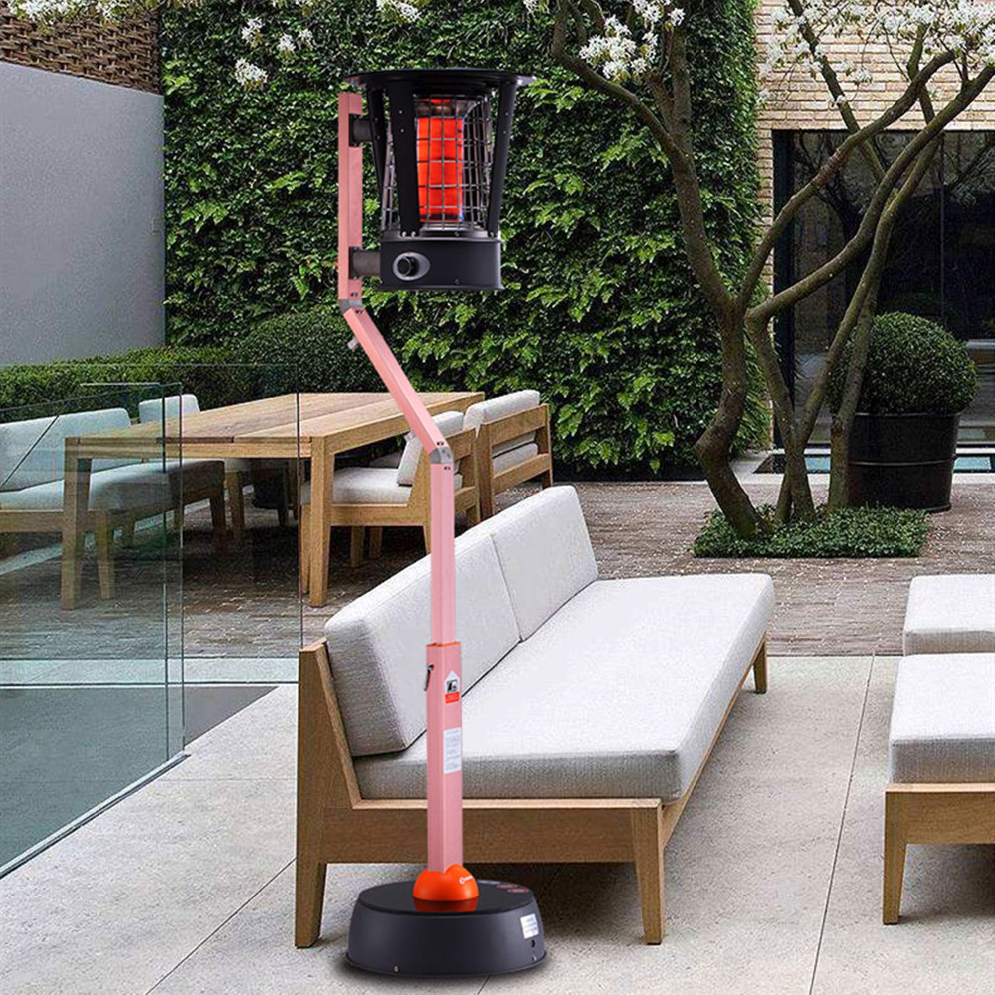 Nuovo riscaldatore da patio sollevabile, riscaldatore a gas propano per esterni commerciale, lampada per riscaldamento da giardino a calore rapido e silenzioso, stufa di riscaldamento regolabile in