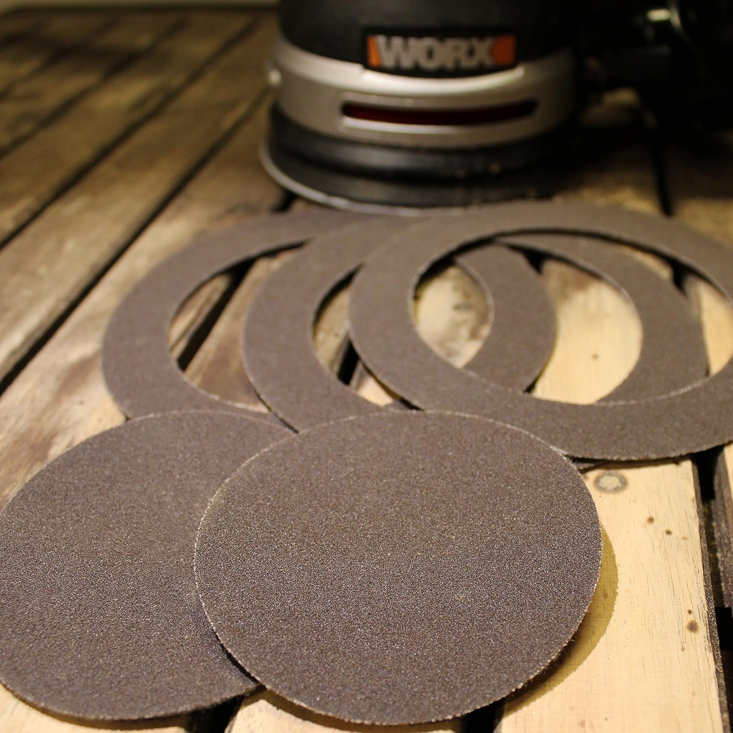 Worx sanding sheet for Vibrafree random orbital sander, 125 mm, grain: 180, 1 pack of 15 sheets, WA2063
