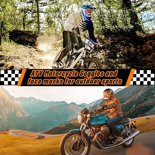 Vista 6 de Tallew 4 gafas de motocross para hombres y mujeres, resistentes al viento, ajustables, ATV y 4 máscaras faciales transpirables para el cuello Varios