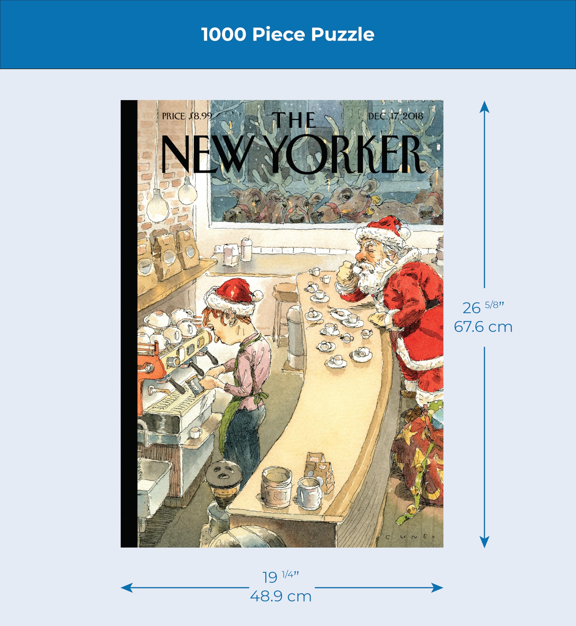 New York Puzzle Company - New Yorker Santa's Little Helpers 1000 Piece Jigsaw Puzzle, 19.25x26.625 Inches, Made In USA - View #2