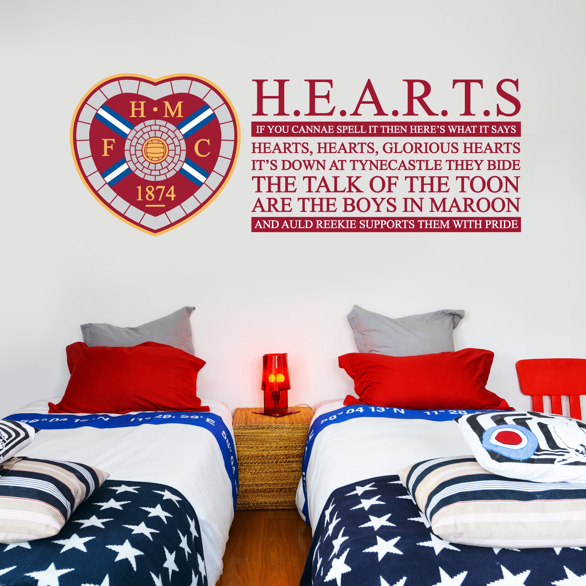 Beautiful Game Heart Of Midlothian F.c. Crest & Song Wall Sticker Wall Art Sticker (180Cm X 75Cm)