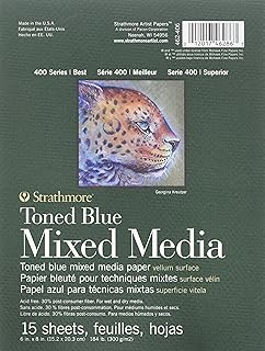 Strathmore 400 Series Toned Blue Mixed Media Pad, 6"x8" Glue Bound, 15 Sheets per Pad