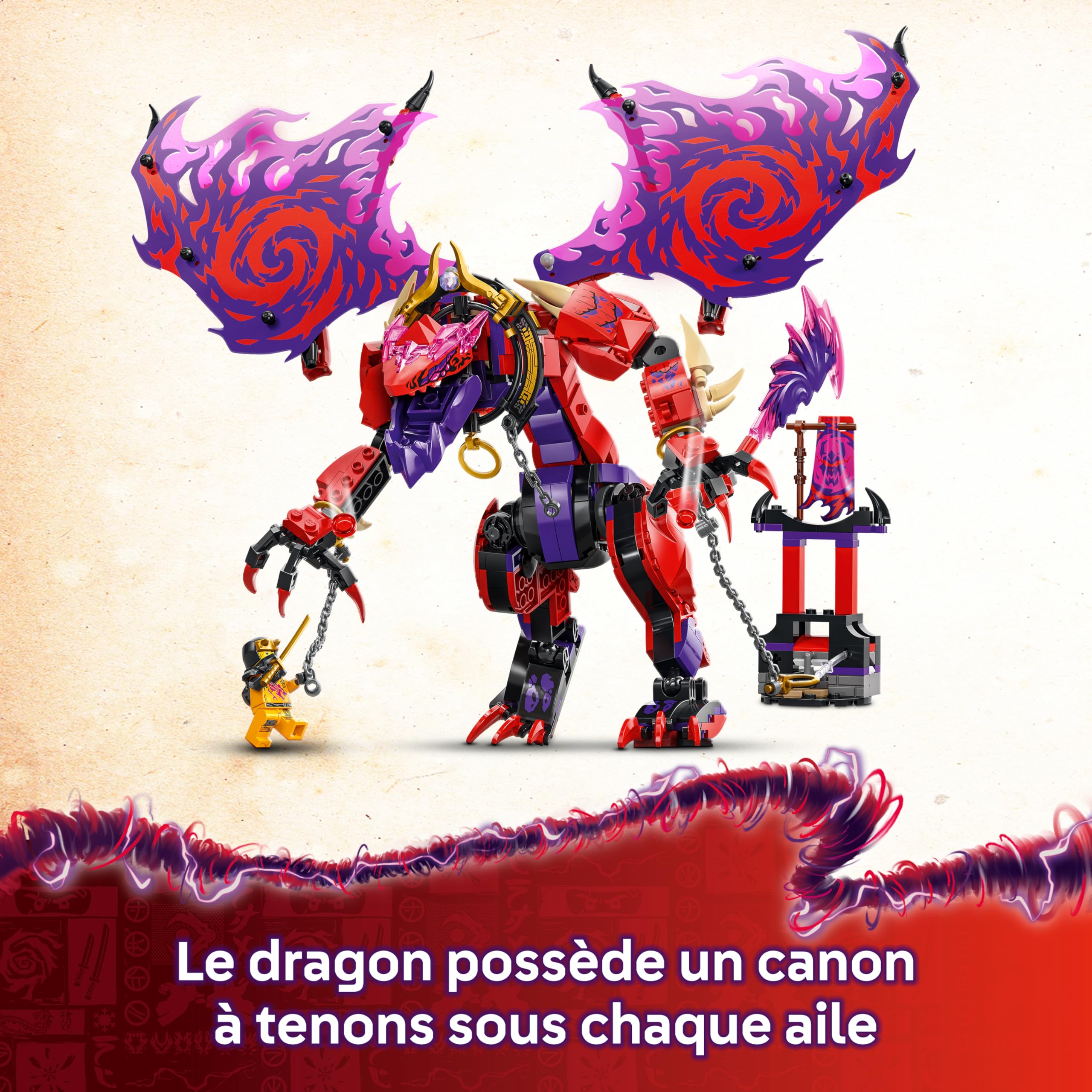 LEGO Ninjago Croc-de-Tonnerre : Le Dragon du Chaos - Jeu de Construction pour garçon ou Fille dès 8 Ans - 6 minifigurines Dont des Guerriers Ninjas - Cadeau pour Fans du soulèvement des Dragons 71832