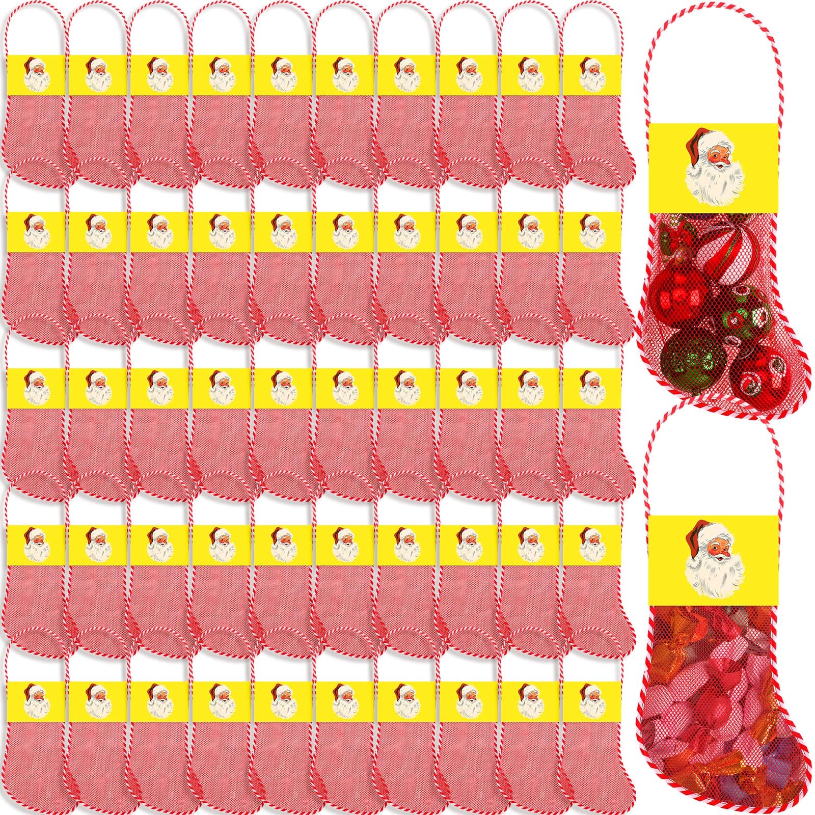 Leyndo 100 Pcs Long Mesh Christmas Stockings Bulk with 50