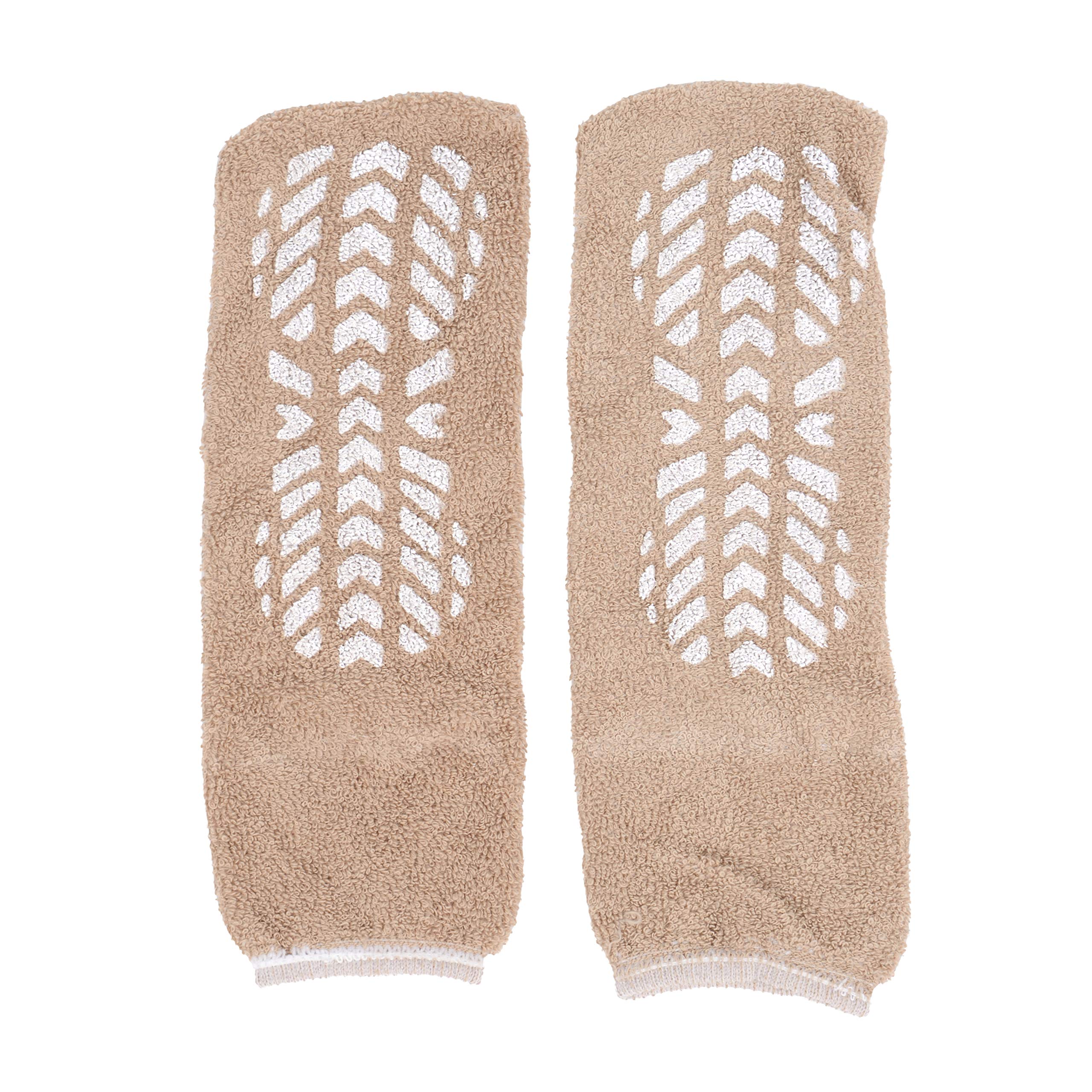 Cardinal Health™ Terry Out Single Tread Patient Safety Slippers, Tan, Large, Case of 48 Pairs