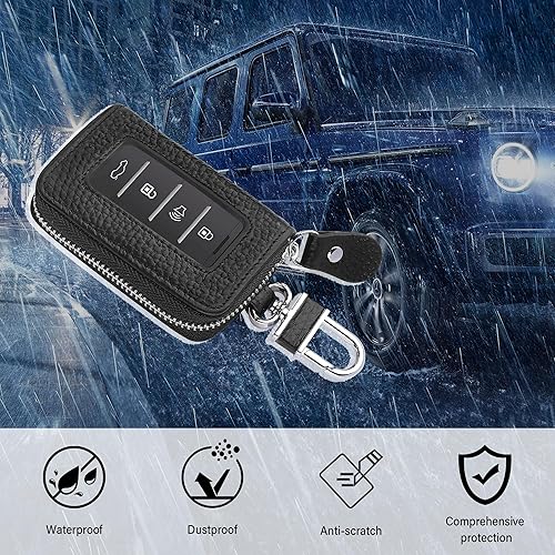 Miniatura 7 de Funda para llavero de automóvil, estilo minimalista, funda universal de cuero para llavero inteligente, accesorios para automóvil