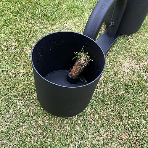 ELEZOO Aireador manual de césped con 2 cubetas y 1 barra de limpieza, herramienta de aireación para césped, aireador de núcleo para patio para