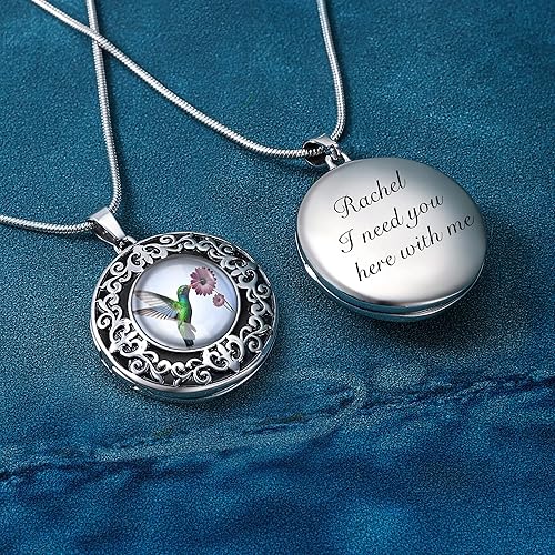 Miniatura 2 de Fanery Sue Customized Women Locket Necklace that Holds 2 Pictures, Custom Photo Lockets Personalized Memory Necklace with Picture Inside Engraved