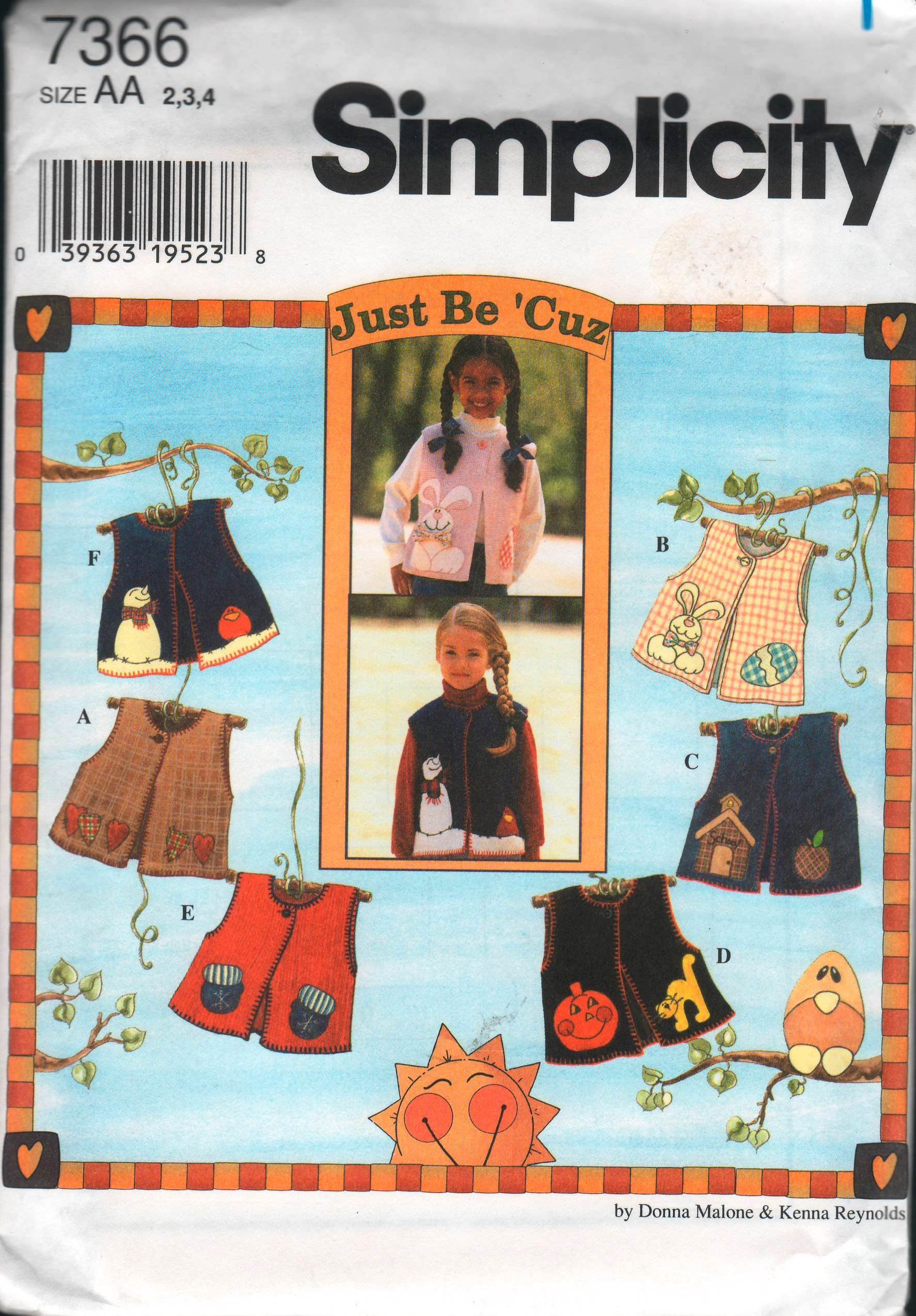 Patron Simplicity 7366 gilet enfant tailles 2 à 4 ans