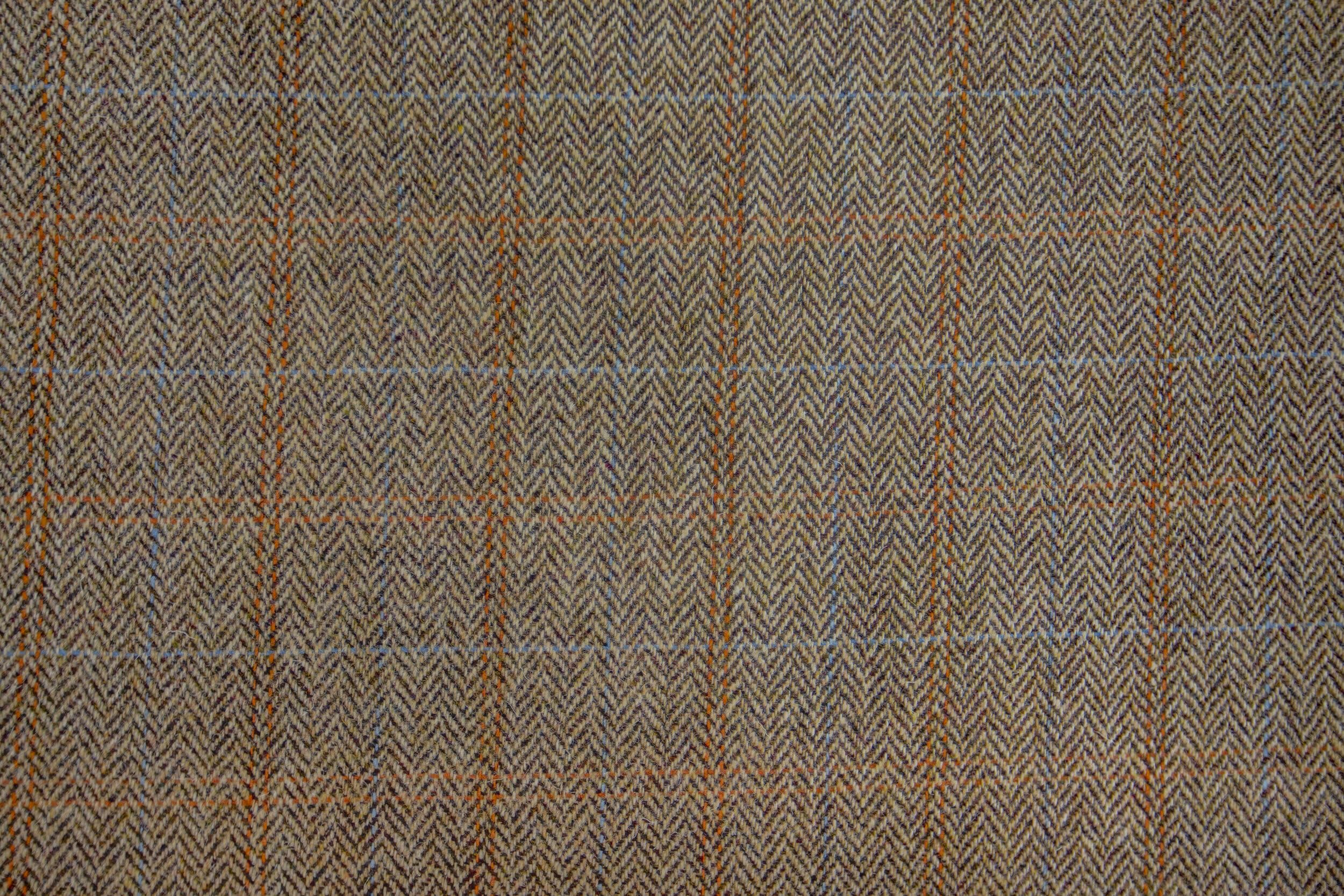 Harris Tweed Housse de coussin carrée double face Motif chevrons Marron