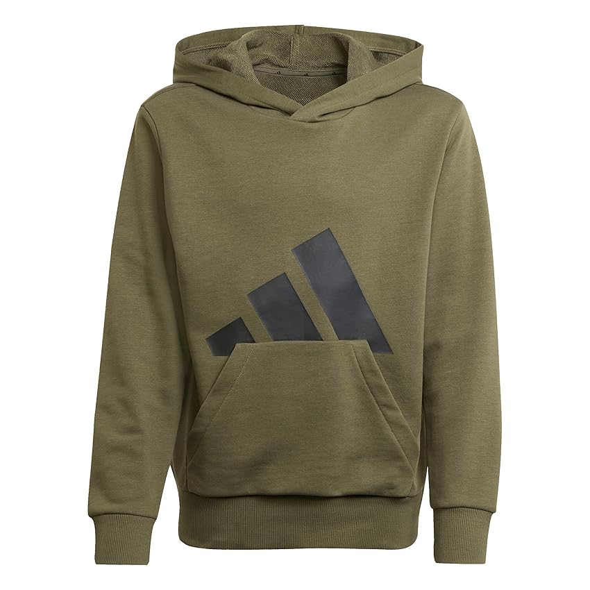 adidas Unisex - Bambini ESSENTIALS BIG LOGO HOODIE, Verde (Olive Strata/Black), 11-12 anni