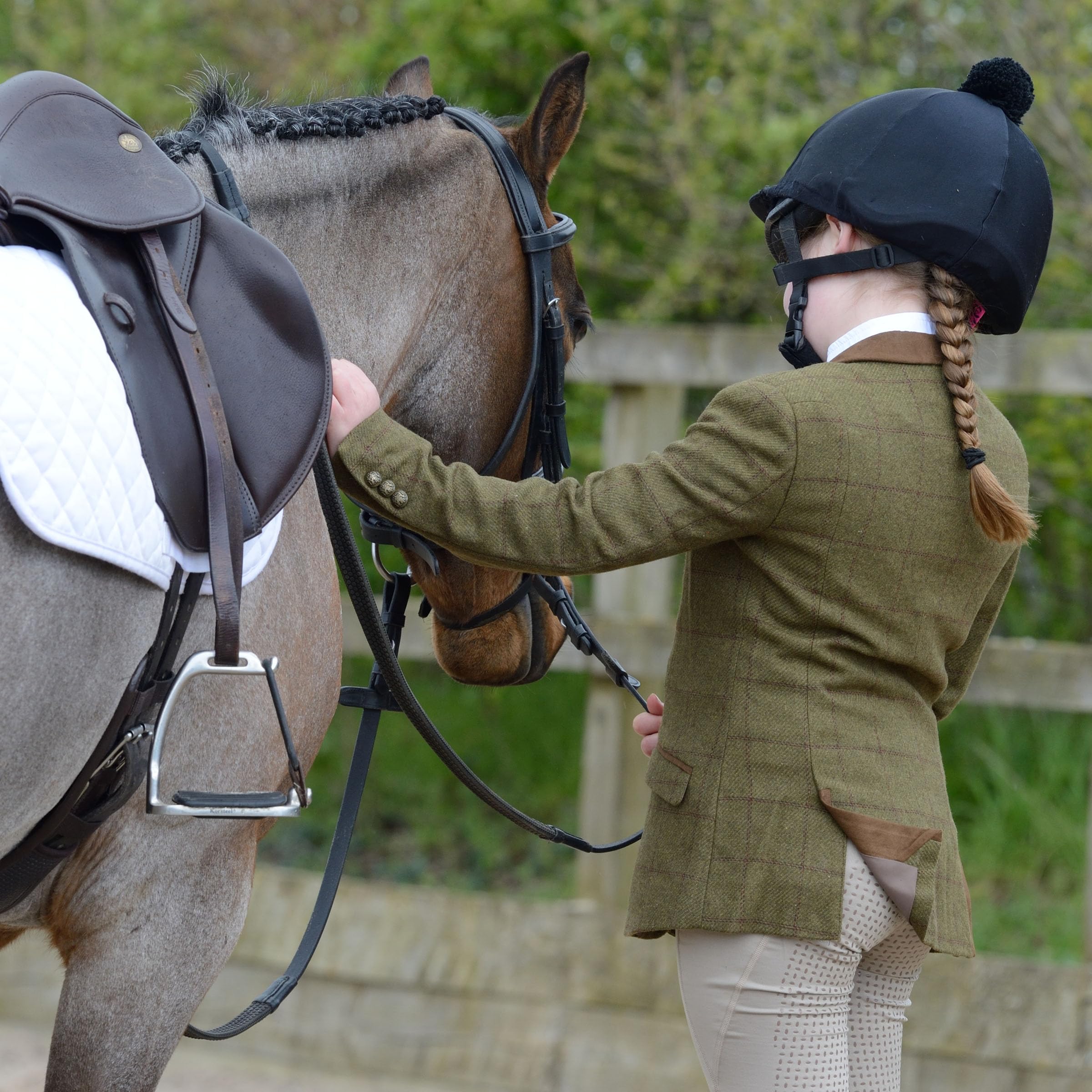 Dublin Frauen Tweed Wildleder Kragen Maßgeschneiderte Reitjacke - Braun
