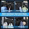 4 ganchos para cabecera de asiento de auto, soporta 55 lbs, organizador de almacenamiento para bolsas, material ABS resistente, rotación 360°, colgador para mochila, paraguas, botella de agua, abrigo, carteras, bolsos, compras, negro 5