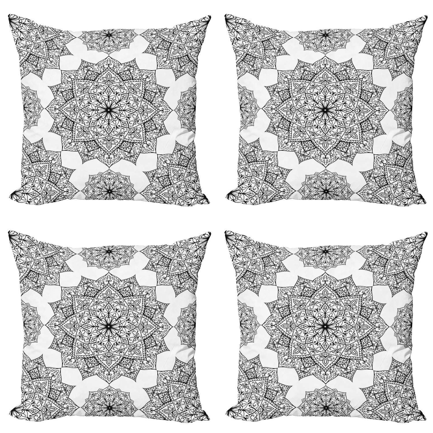 ABAKUHAUS Federe Cuscini Etnico Set Di 2 – 45x45 Cm – Design Aztec, Stampa Digitale Fronte/Retro, Turchese E Beige – Solo Fodera - copertina