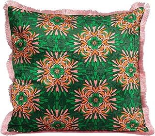 12 Green Sofa Living Room Ideas for Fresh Color 41 Creative Co-Op, Green, Cotton Blend Velvet Printed Pillow with Floral Pa...