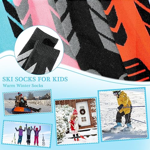 Miniatura 5 de wanchel Warm Kids Ski Socks - 2 Pairs Merino Wool Skiing Socks, Winter Warm Snowboard Thermal Socks For Boys Girls Toddlers