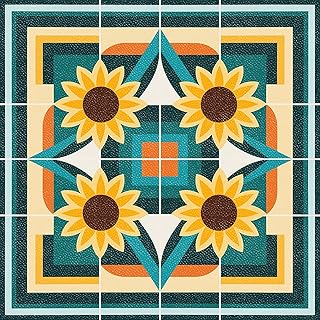 10PCS 12x12 Inch Sunflower and Geometric Pattern Floor Tiles Accents Pee...