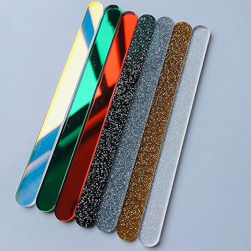 Miniatura 6 de NUORUI 30 palitos de acrílico reutilizables para tartas, palitos de paleta de espejo para recuerdos de fiesta (purpurina dorada)