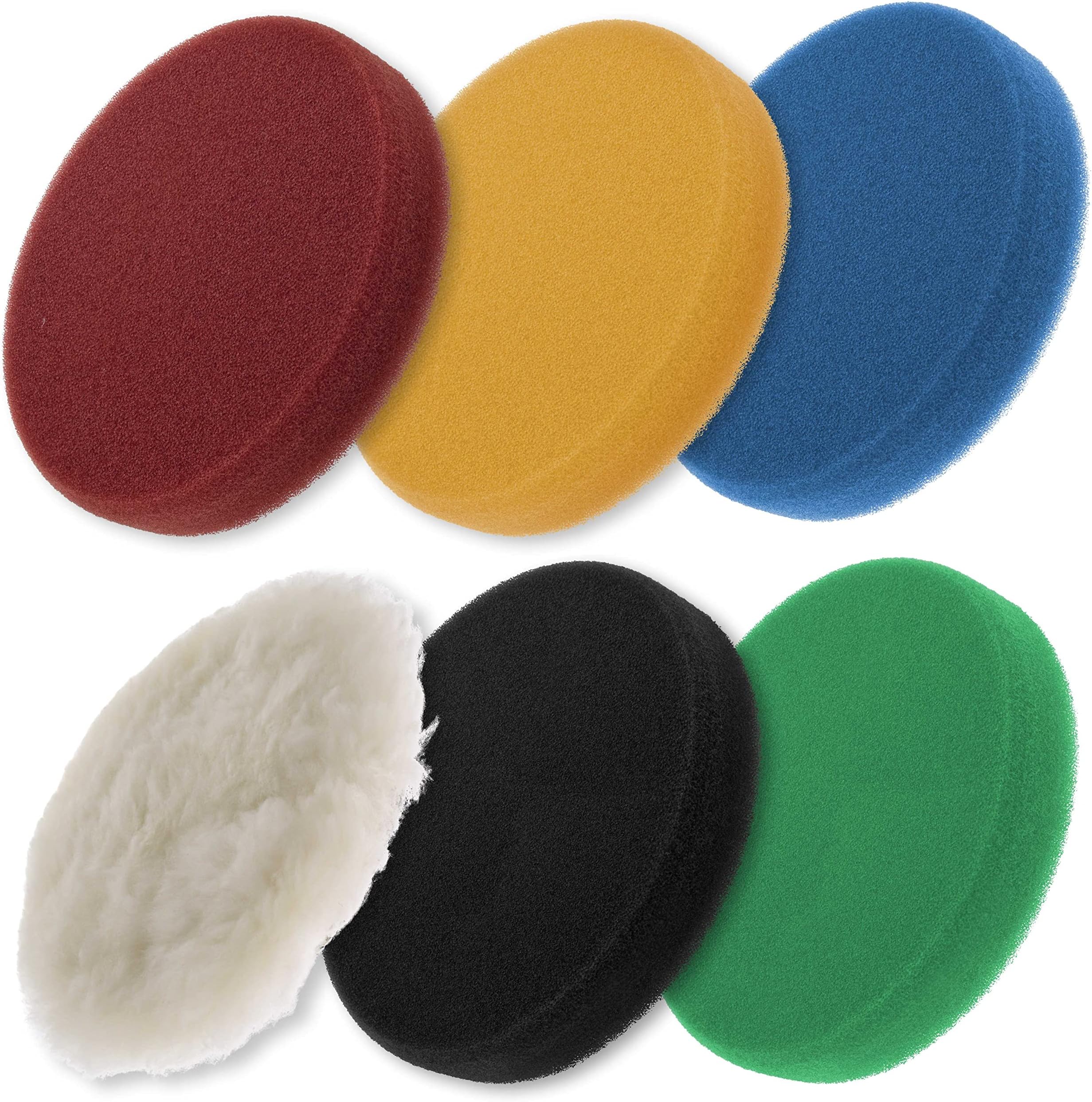 TCP Global 6.5" Flat Foam Dual Action Pad Set, 5 Levels of