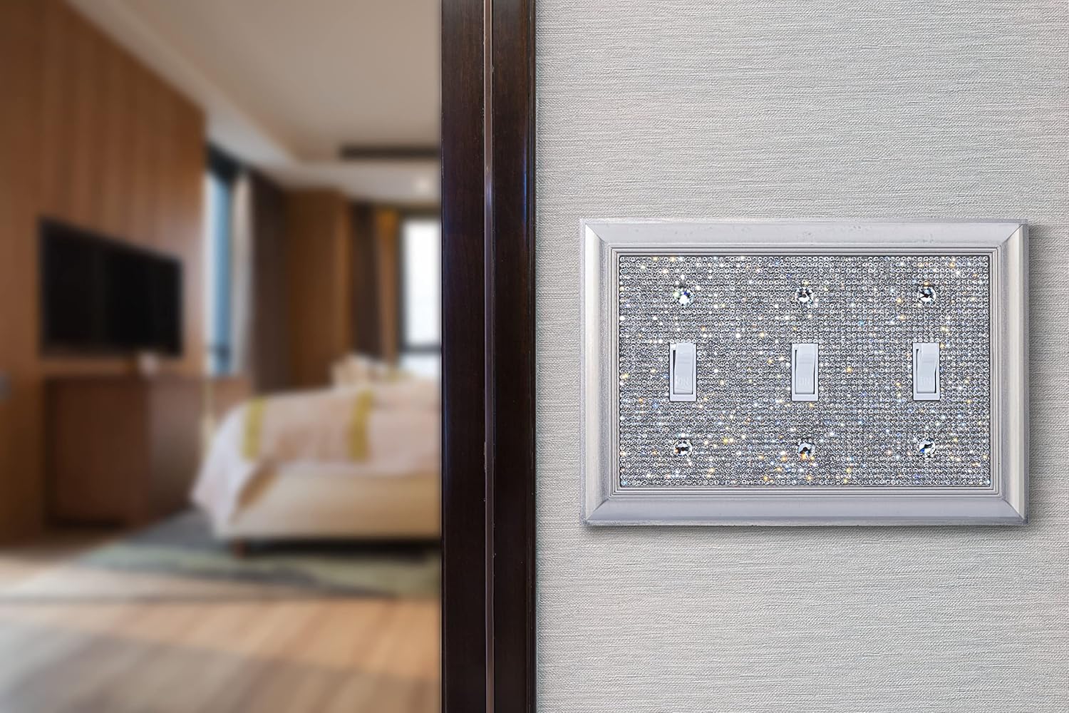 Classy Bling Rhinestone Wall Plate Cover (Triple Toggle)