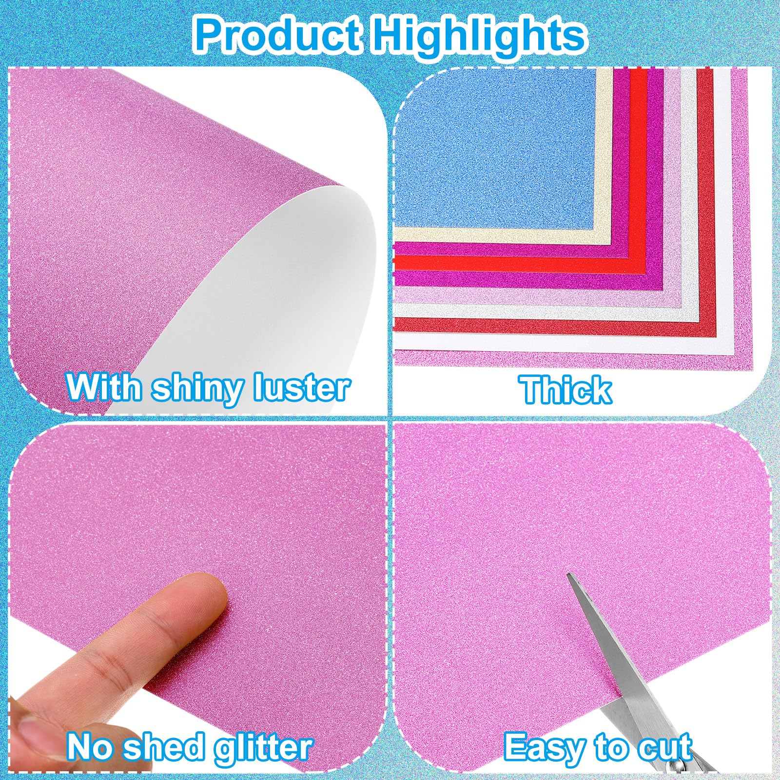PATIKIL 10 Sheets Dark Pink Glitter Cardstock 8.5 x 11 in - Image 3