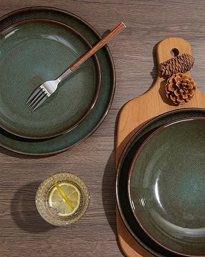 Miniatura 9 de Juego de vajilla de 32 piezas con cuencos para pasta, altamente resistentes a las grietas y a las grietas, vajilla de cerámica natural Earthyware,