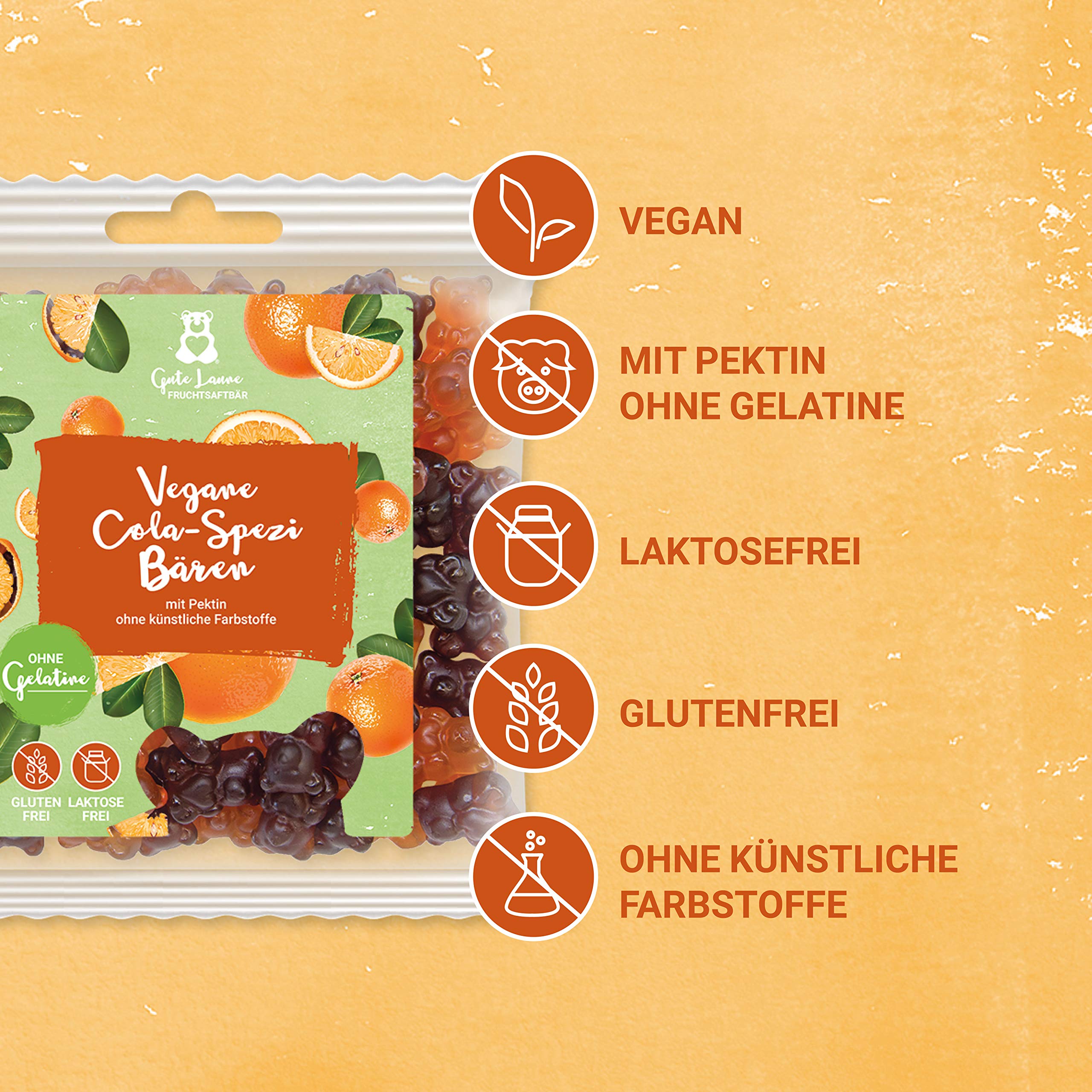Vegane Cola-Spezi Fruchtsaftbären Großverpackung 3,45kg (23 x 150g) - Premium Gummibärchen mit 20% Fruchtsaft - Snacks für Büro, Konferenzraum, Empfang, Firmen & Mitarbeiter