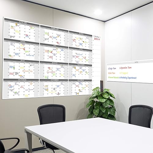 Miniatura 7 de Calendario de pared de borrado en seco jumbo, 48 x 58 pulgadas, planificador anual sin fecha 2022 para el hogar, oficina, proyectos escolares,