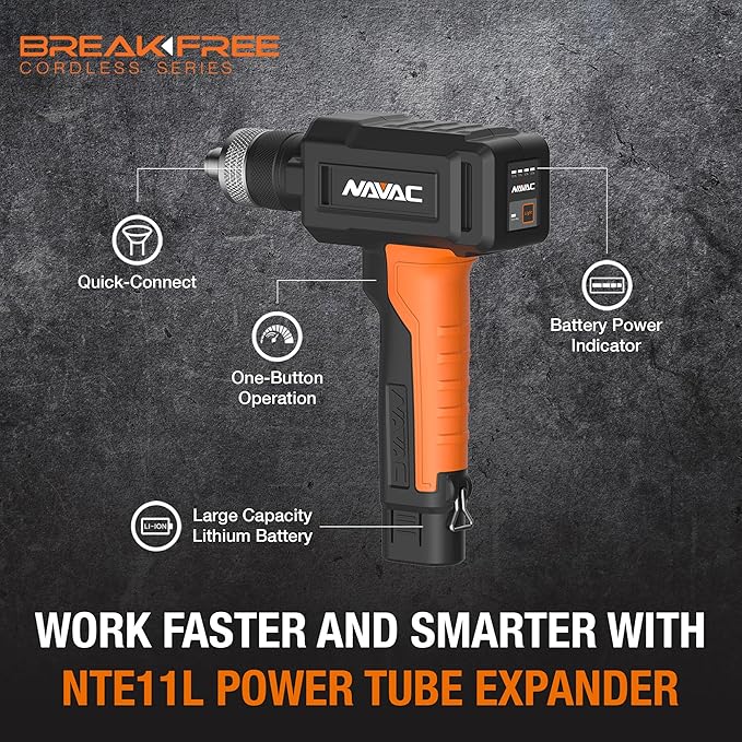 NAVAC NTE11L Expansor de Tubos de Cobre a Batería - 7.4V - Cabezales Rápidos miniatura 2