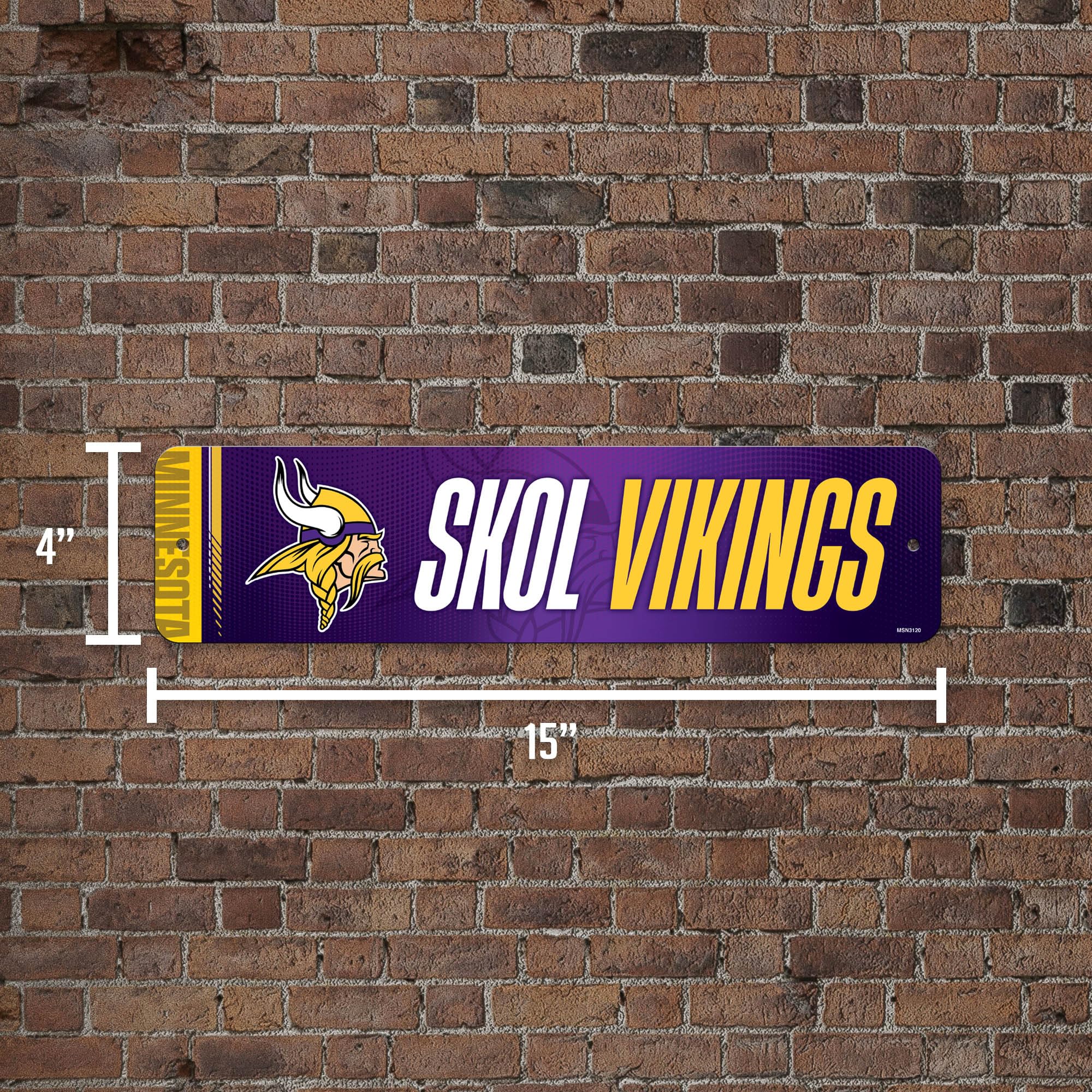 Rico Industries NFL Football Minnesota Vikings Metall-Straßenschild, 10,2 x 38,1 cm, Heimdekoration, Schlafzimmer, Büro, Männerhöhle