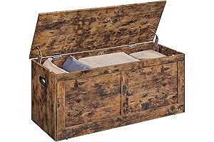 VASAGLE Wood Storage Chest with 2 Safety Hinges
