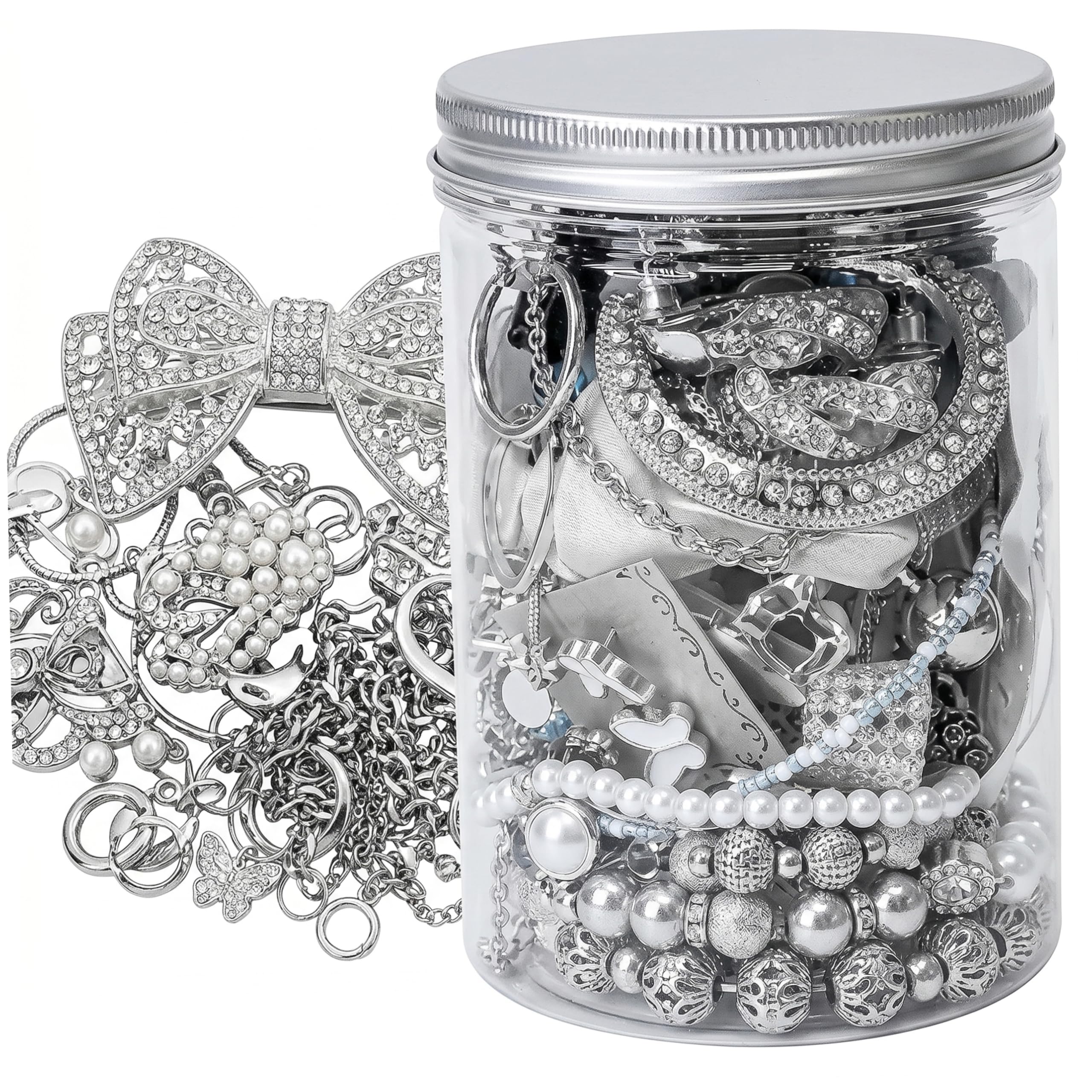 Rangement bijoux vintage argent de collection et vitrine d'exception