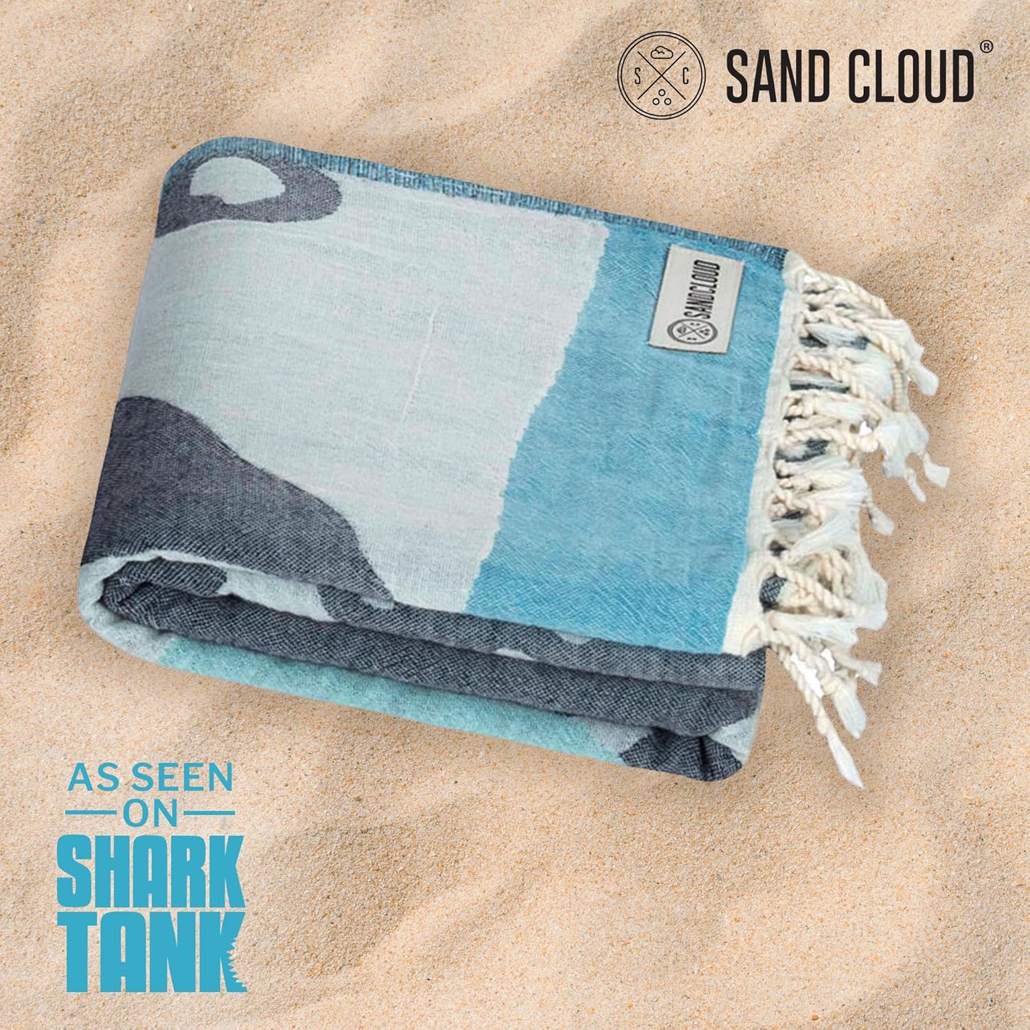 Sand Cloud Oversized Turkish Beach Towel (Bruno Blue) - 100% Certified Cotton Turkish Bath Towels - Sand Free & Quick Dry Large Beach Towel for Pool, Yoga, Picnic & Travel - As Seen on Shark Tank - Image 2