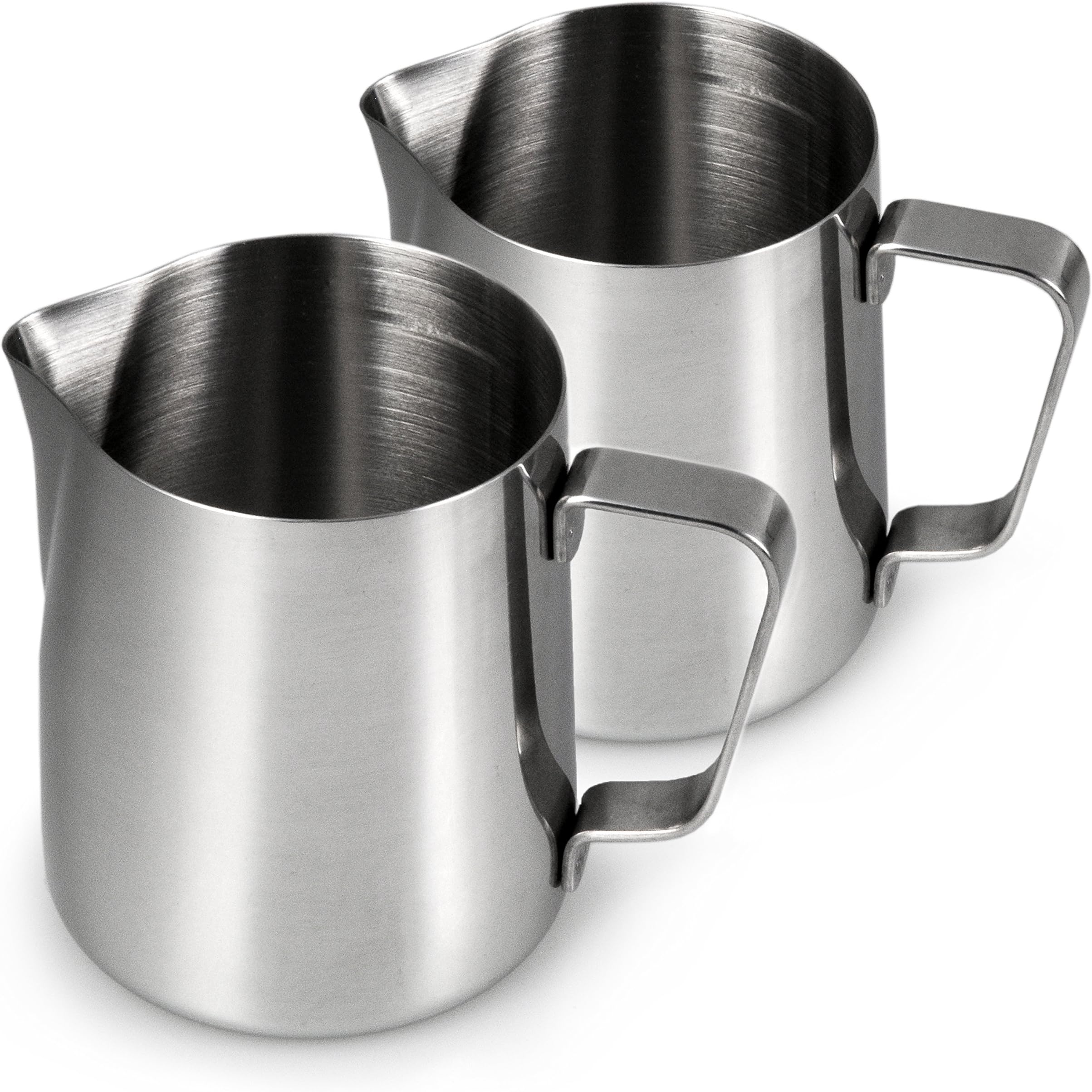Stainless steel milk jug for frothing milk in a set of 2, milk jug 500 ml, milk frother for coffee 0.5 litres, milk frothing, Barista frothing jug, Cafe, Colour: glossy silver, Brand YOUZiNGS