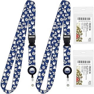 Cruise On Cruise Lanyard for Ship Cards – 2-Pack Retractable Badge & Waterproof Key Card Holder for Ship Cards – Cruise Essentials 2025-2026, Perfect for Travel & Vacation (White & Blue)